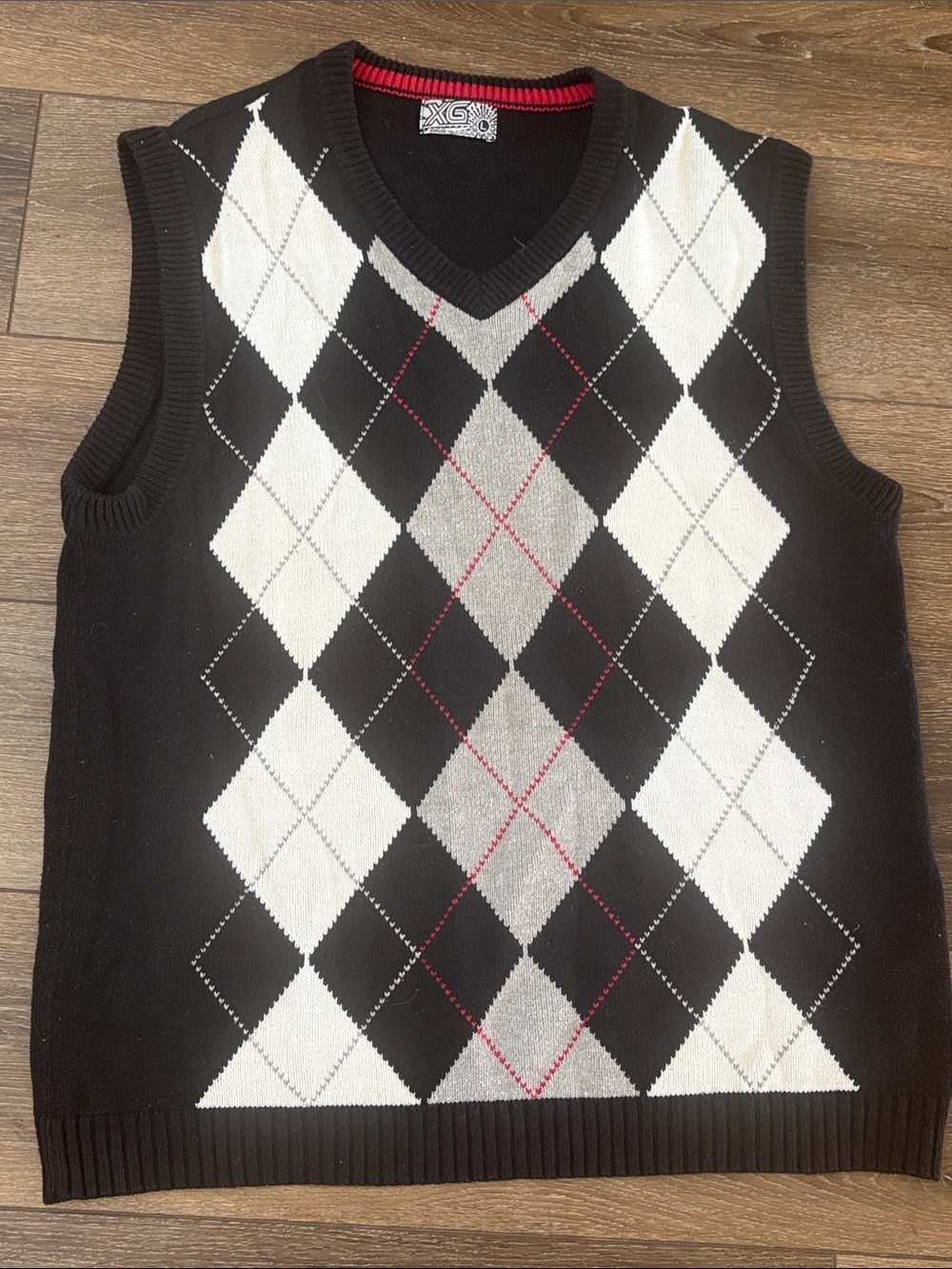 Men's Black Argyle V-Neck Vest